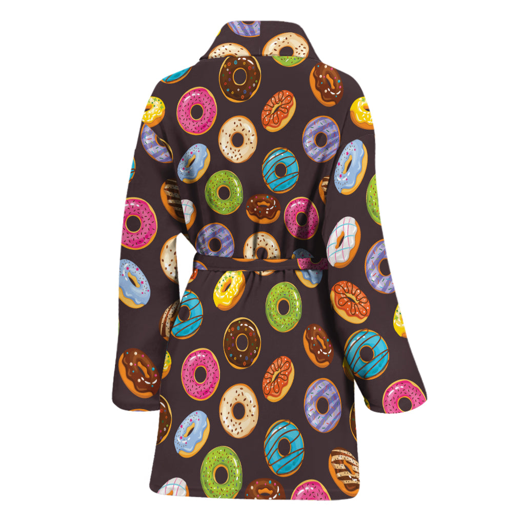 Colorful Donut Pattern Print Women's Bathrobe