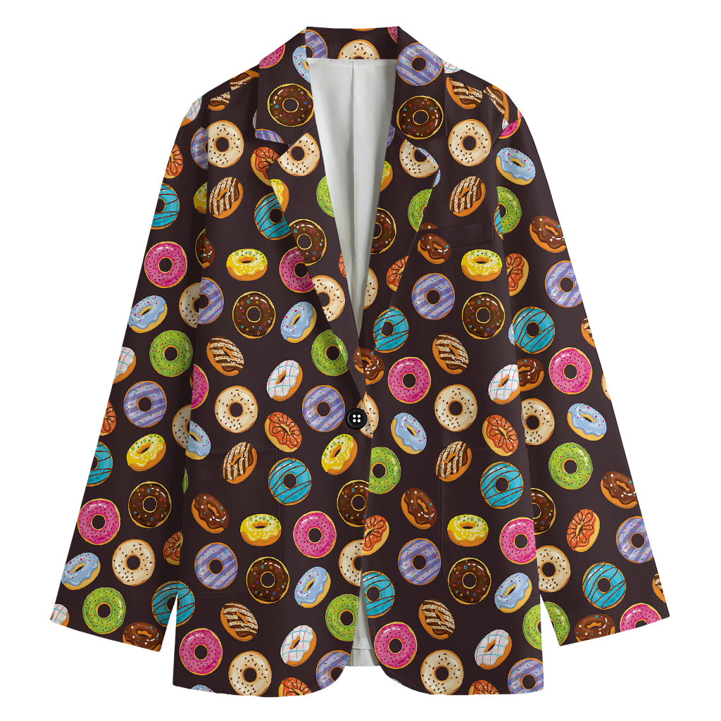 Colorful Donut Pattern Print Women's Blazer