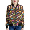 Colorful Donut Pattern Print Women's Bomber Jacket