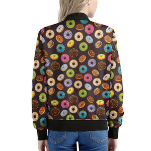 Colorful Donut Pattern Print Women's Bomber Jacket