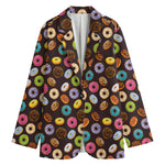 Colorful Donut Pattern Print Women's Cotton Blazer