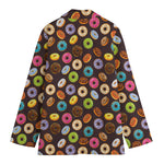 Colorful Donut Pattern Print Women's Cotton Blazer