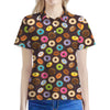 Colorful Donut Pattern Print Women's Polo Shirt