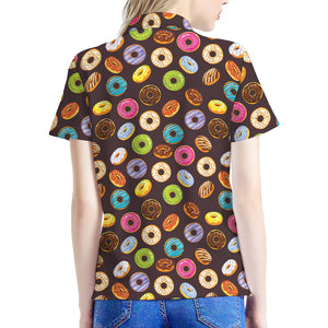 Colorful Donut Pattern Print Women's Polo Shirt