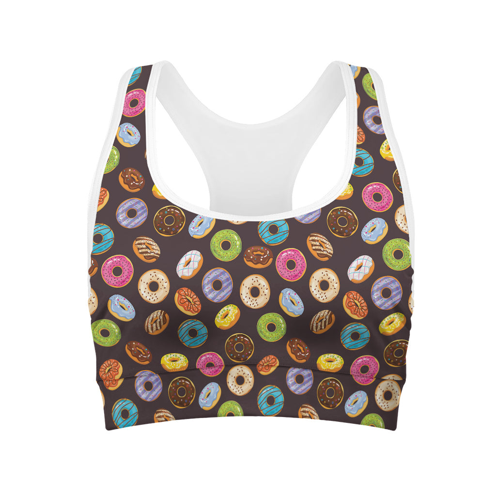 Colorful Donut Pattern Print Women's Sports Bra
