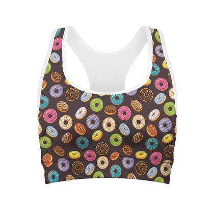 Colorful Donut Pattern Print Women's Sports Bra