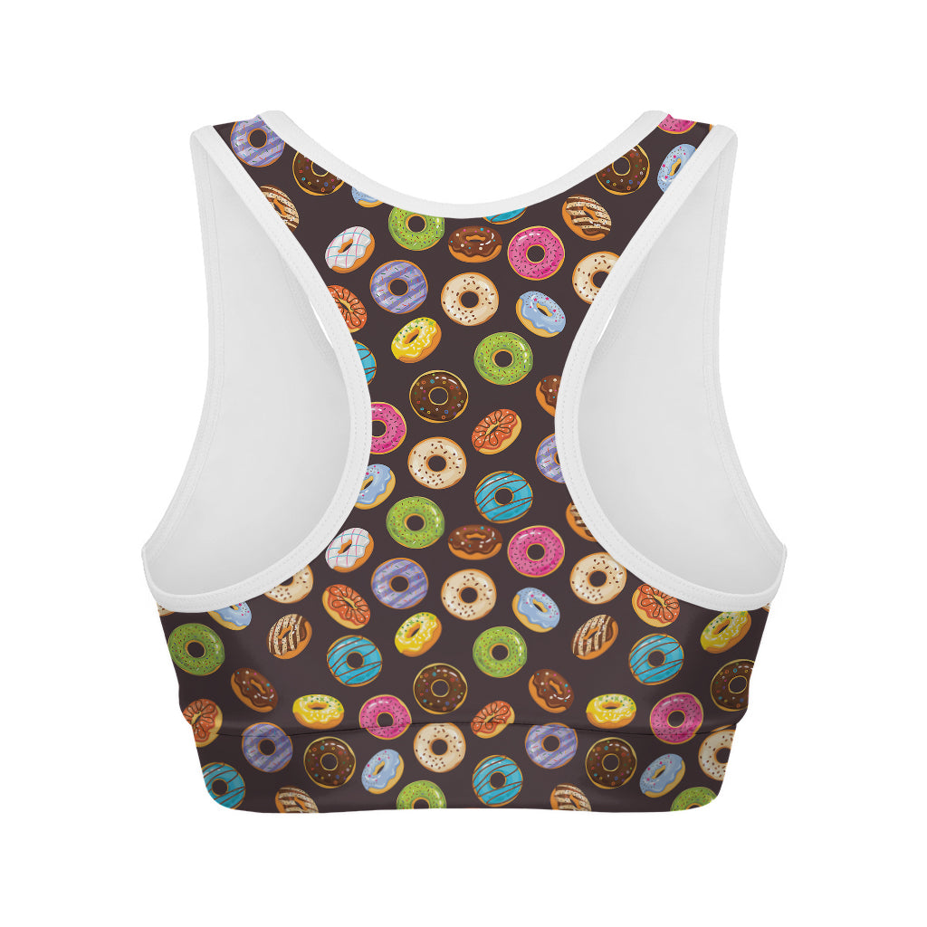 Colorful Donut Pattern Print Women's Sports Bra