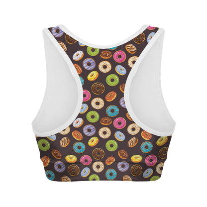 Colorful Donut Pattern Print Women's Sports Bra
