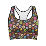 Colorful Donut Pattern Print Women's Sports Bra