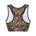 Colorful Donut Pattern Print Women's Sports Bra