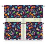 Colorful Easter Eggs Pattern Print 3 Piece Kitchen Curtains