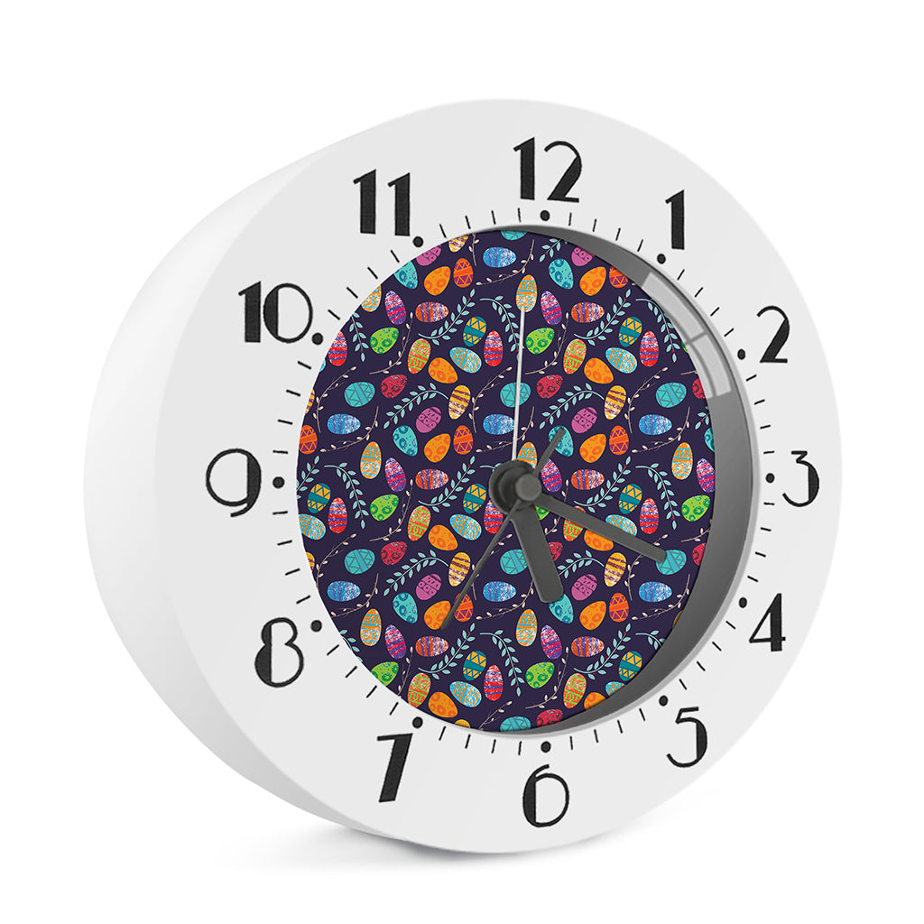 Colorful Easter Eggs Pattern Print Alarm Clock