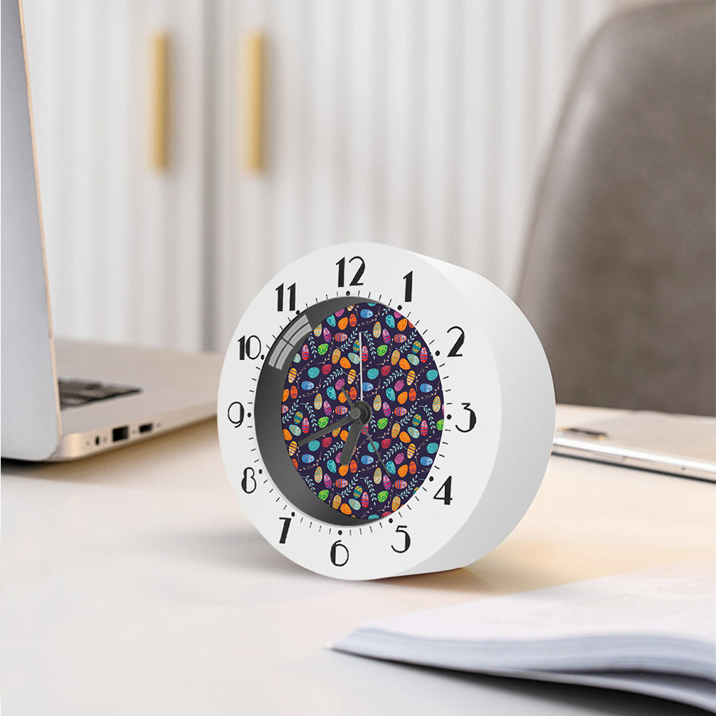 Colorful Easter Eggs Pattern Print Alarm Clock