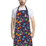 Colorful Easter Eggs Pattern Print Bib Apron With Pocket