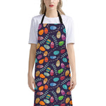 Colorful Easter Eggs Pattern Print Bib Apron With Pocket