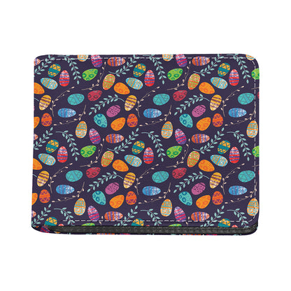 Colorful Easter Eggs Pattern Print Bifold Wallet