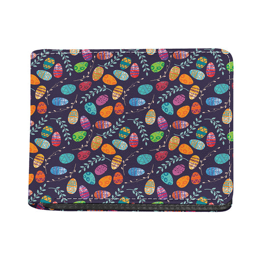 Colorful Easter Eggs Pattern Print Bifold Wallet