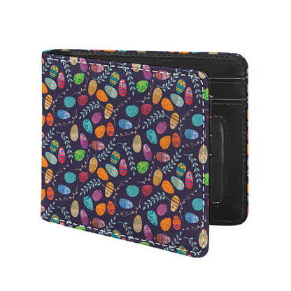Colorful Easter Eggs Pattern Print Bifold Wallet
