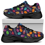 Colorful Easter Eggs Pattern Print Black Chunky Shoes