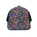 Colorful Easter Eggs Pattern Print Black Mesh Trucker Hat
