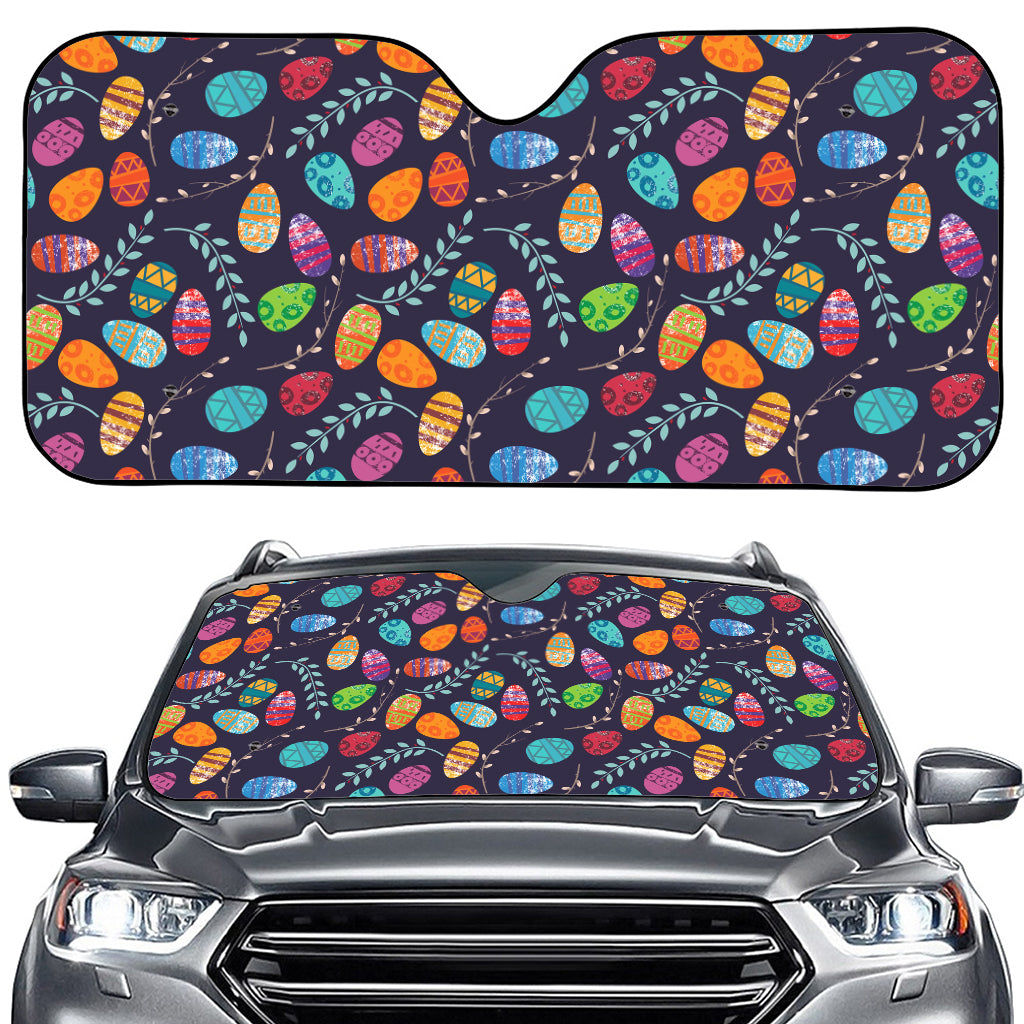 Colorful Easter Eggs Pattern Print Car Windshield Sun Shade