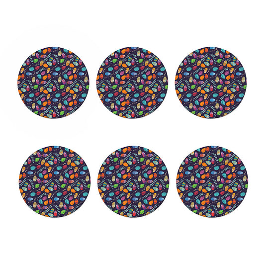 Colorful Easter Eggs Pattern Print Coaster Set