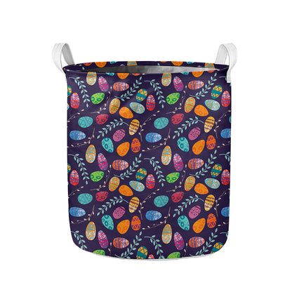 Colorful Easter Eggs Pattern Print Collapsible Laundry Basket