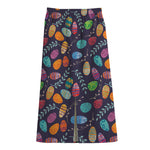 Colorful Easter Eggs Pattern Print Cotton Front Slit Maxi Skirt