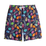 Colorful Easter Eggs Pattern Print Cotton Shorts