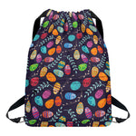 Colorful Easter Eggs Pattern Print Drawstring Backpack