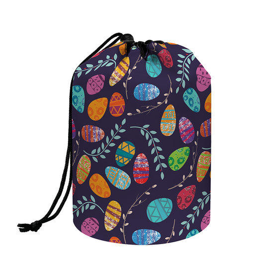 Colorful Easter Eggs Pattern Print Drawstring Makeup Bag