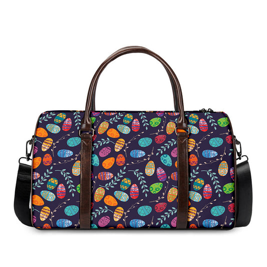 Colorful Easter Eggs Pattern Print Duffle Bag