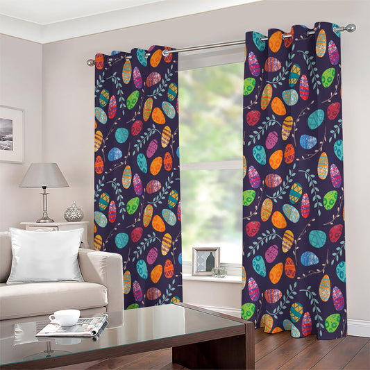 Colorful Easter Eggs Pattern Print Extra Wide Grommet Curtains