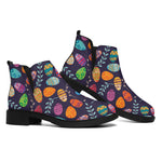 Colorful Easter Eggs Pattern Print Flat Ankle Boots