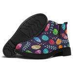 Colorful Easter Eggs Pattern Print Flat Ankle Boots