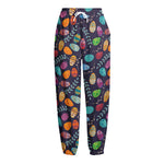 Colorful Easter Eggs Pattern Print Fleece Lined Knit Pants