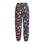 Colorful Easter Eggs Pattern Print Fleece Lined Knit Pants