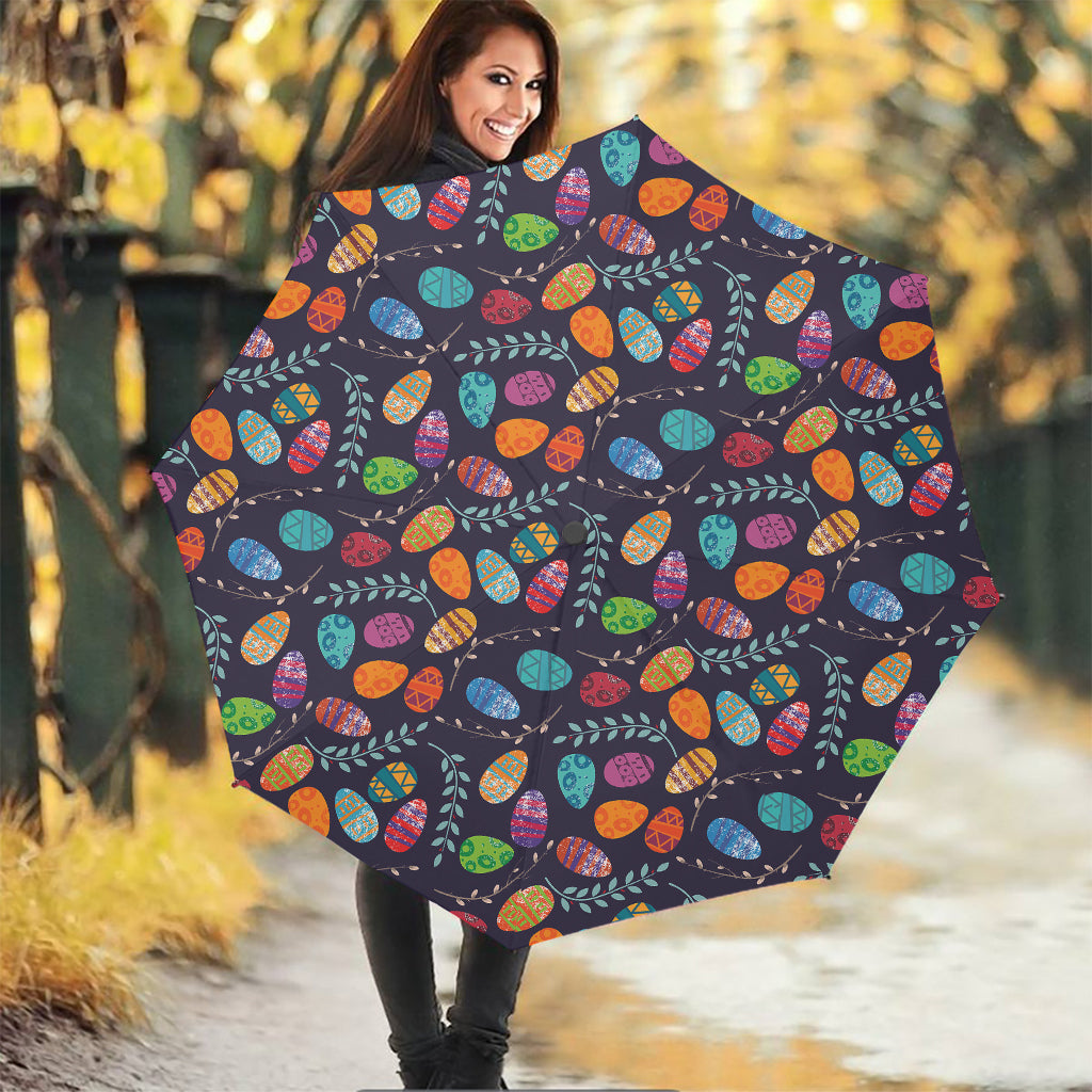 Colorful Easter Eggs Pattern Print Foldable Umbrella