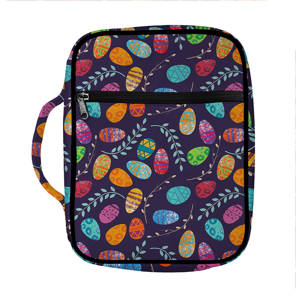 Colorful Easter Eggs Pattern Print Front Pocket Bible Bag