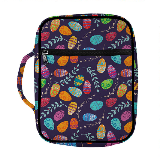 Colorful Easter Eggs Pattern Print Front Pocket Bible Bag