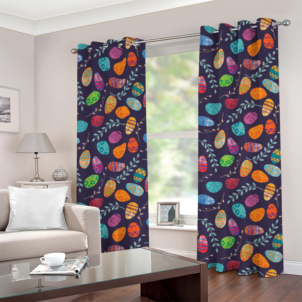 Colorful Easter Eggs Pattern Print Grommet Curtains