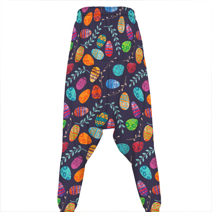 Colorful Easter Eggs Pattern Print Hammer Pants