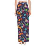 Colorful Easter Eggs Pattern Print High Slit Maxi Skirt