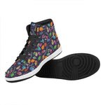 Colorful Easter Eggs Pattern Print High Top Leather Sneakers