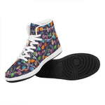Colorful Easter Eggs Pattern Print High Top Leather Sneakers