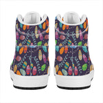 Colorful Easter Eggs Pattern Print High Top Leather Sneakers
