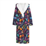 Colorful Easter Eggs Pattern Print Hooded Bathrobe