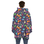 Colorful Easter Eggs Pattern Print Hoodie Blanket