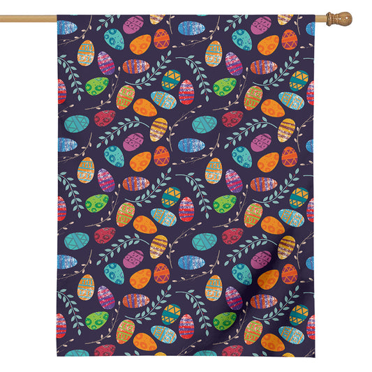 Colorful Easter Eggs Pattern Print House Flag