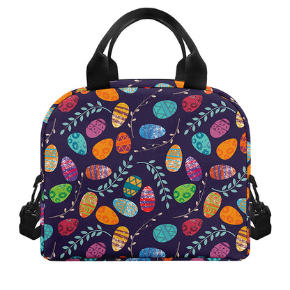 Colorful Easter Eggs Pattern Print Insulated Lunch Bag
